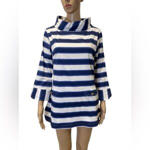TIZZIE Striped Blue and White Tunic Top size M